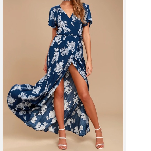 Lulus Dresses & Skirts - Lulu's Blue and White Floral Maxi Dress